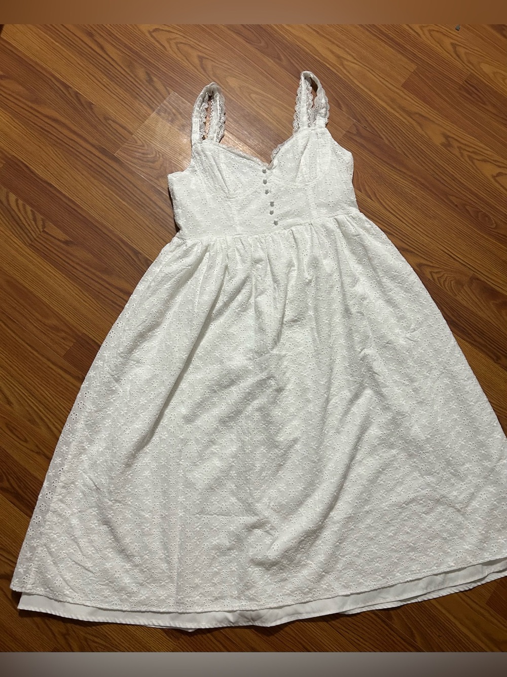 Cider White Eyelet Sundress with Lace Straps Size XL Cottagecore